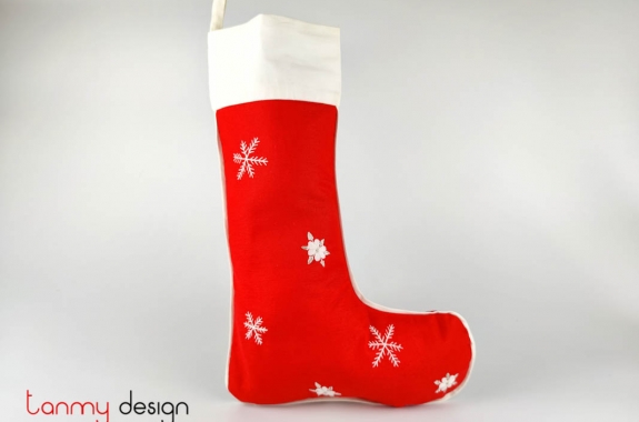 Big red Christmas boots with snowflake embroidery